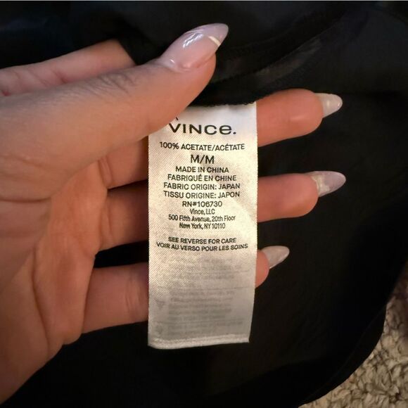 VINCE Satin A-Line Midi-Skirt in Black- Size Medium - Picture 8 of 12